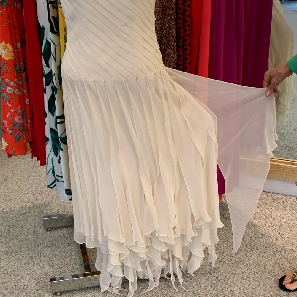 NWOT Ivory silk dress with handerkerchief hem - Picture 2 of 6